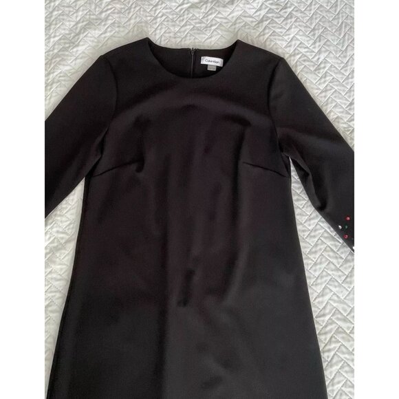 Calvin Klein Black 3/4 Sleeve Dress With Multi-Colored Embellishments size 8 new - Picture 6 of 11